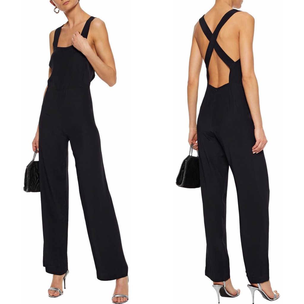 New Staud Parker Black Crepe De Chine Jumpsuit
